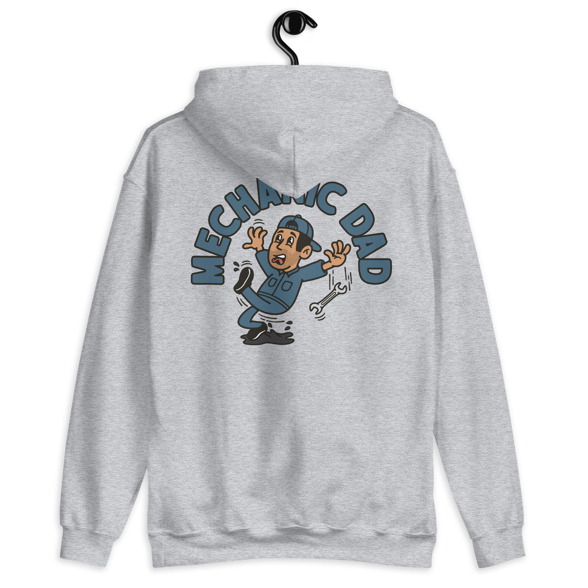 Mechanic Black Hair Tan Skin Tone No-Glasses Stubble Dad Hoodie