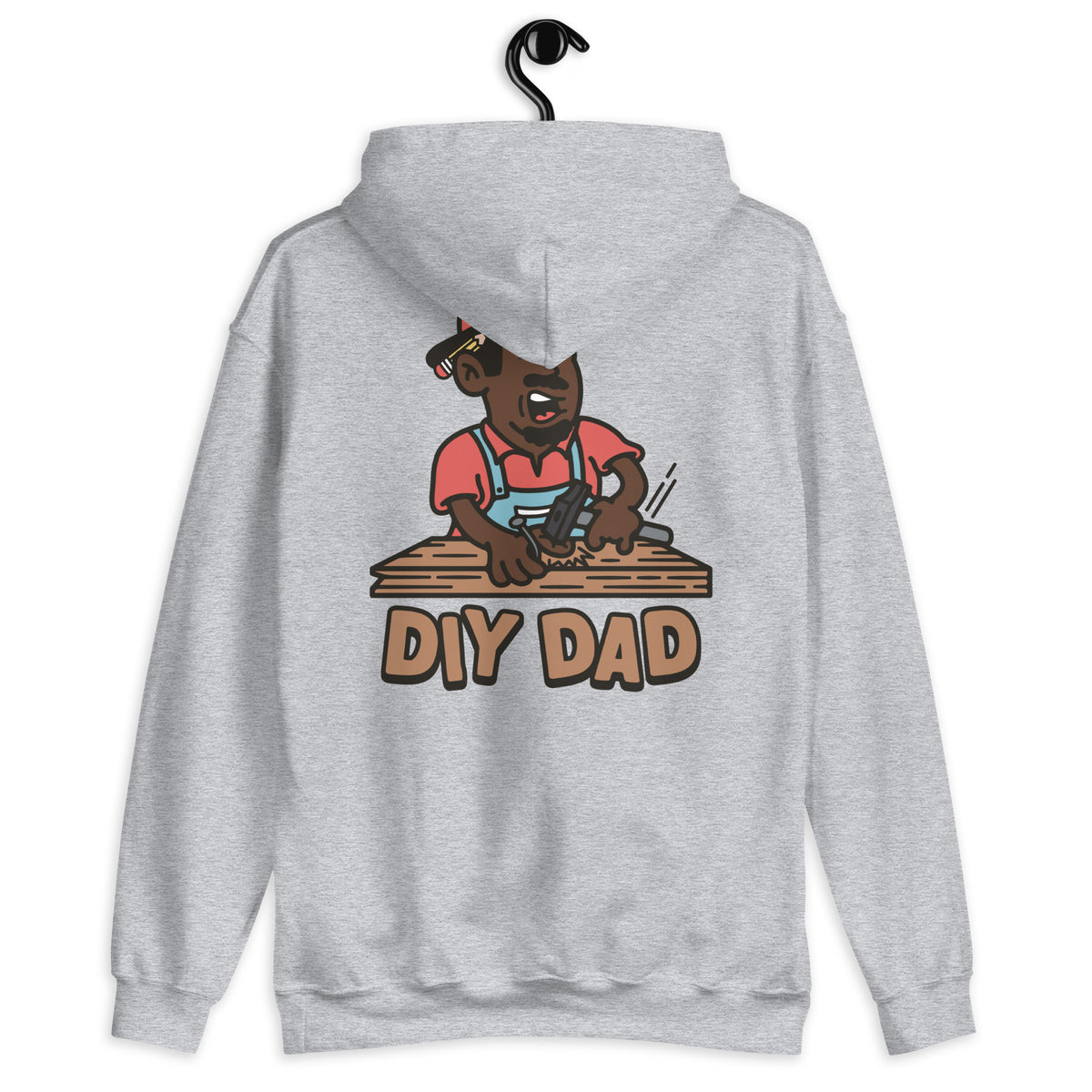 DIY Black Hair Dark Skin Tone No-Glasses Moustache & Chin Beard Dad Hoodie