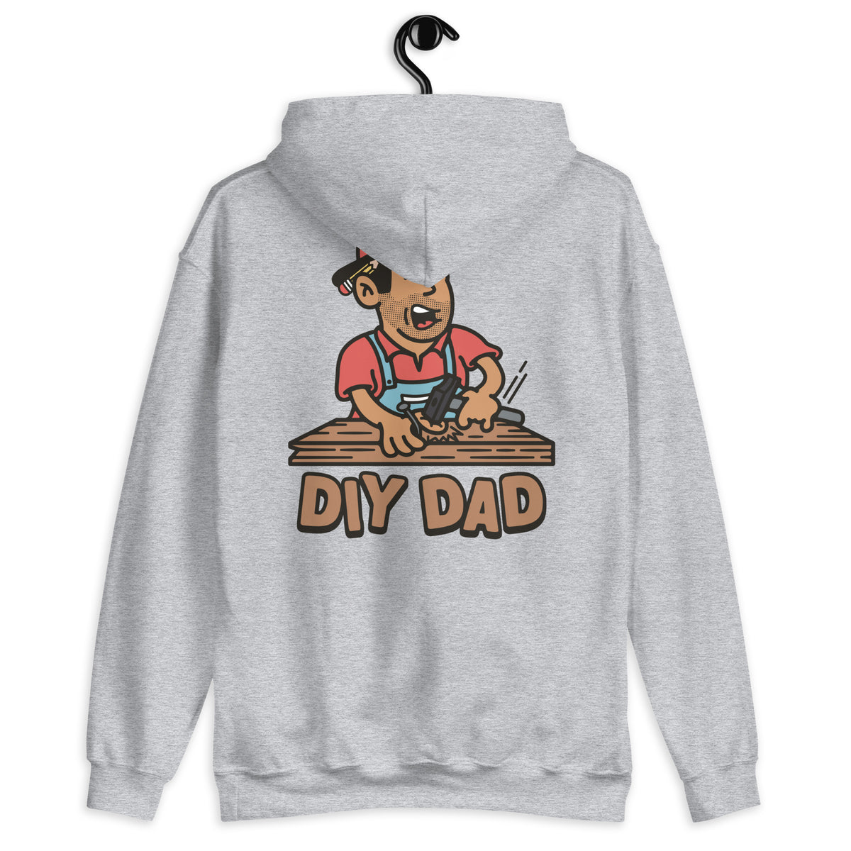 DIY Black Hair Tan Skin Tone No-Glasses Stubble Dad Hoodie
