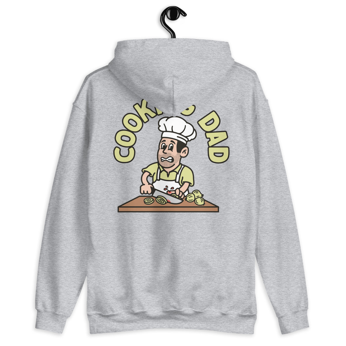 Cooking Black Hair Light Skin Tone No-Glasses Stubble Dad Hoodie