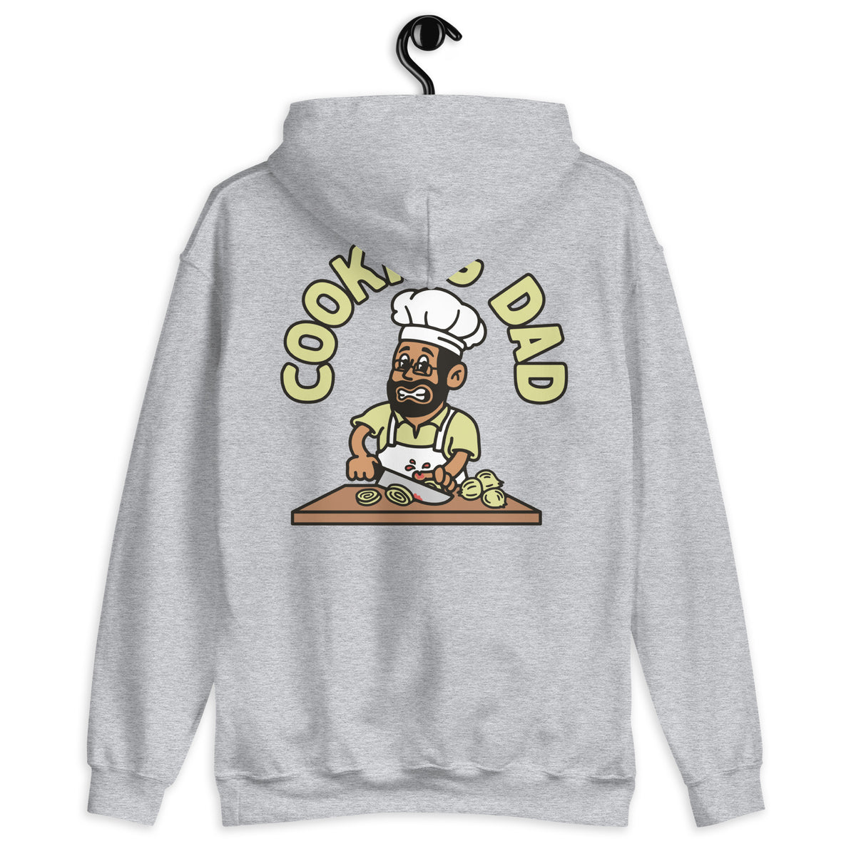 Cooking Black Hair Tan Skin Tone Glasses Beard Dad Hoodie