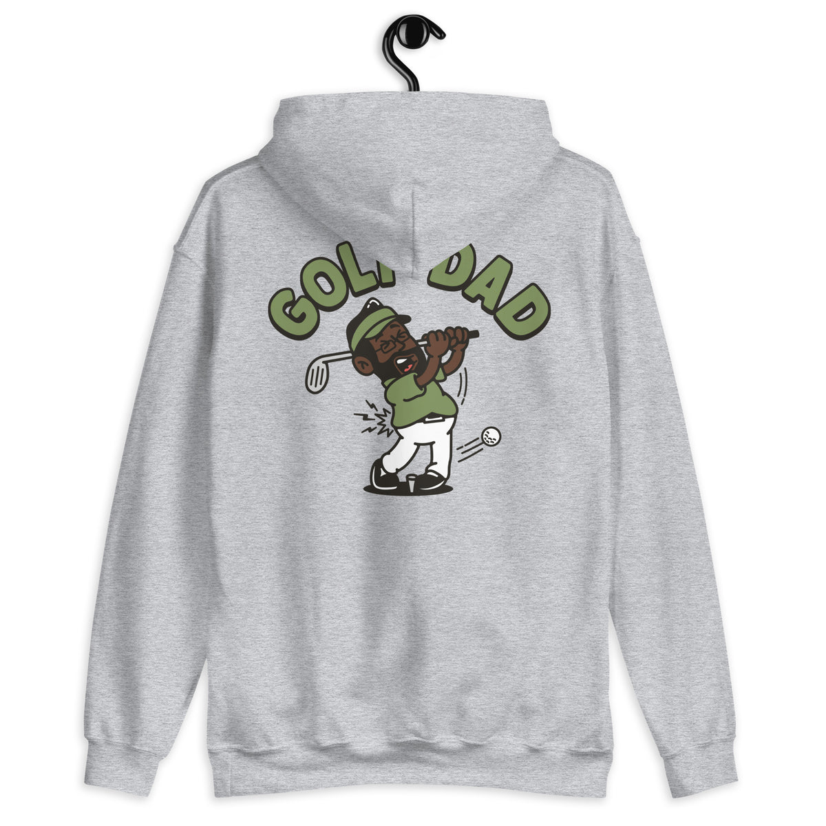 Golf Black Hair Dark Skin Tone Glasses Beard Dad Hoodie