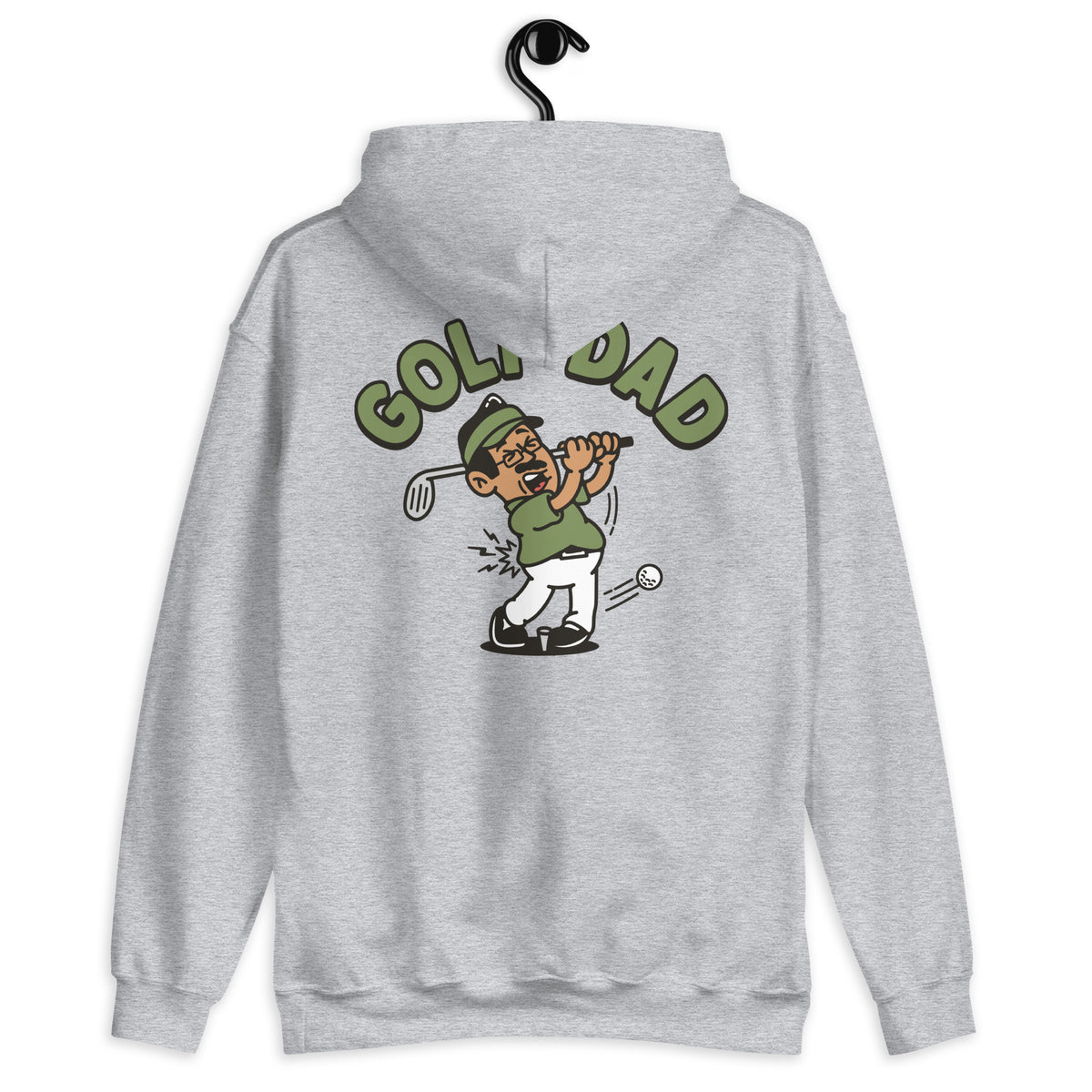 Golf Black Hair Tan Skin Tone Glasses Moustache Dad Hoodie