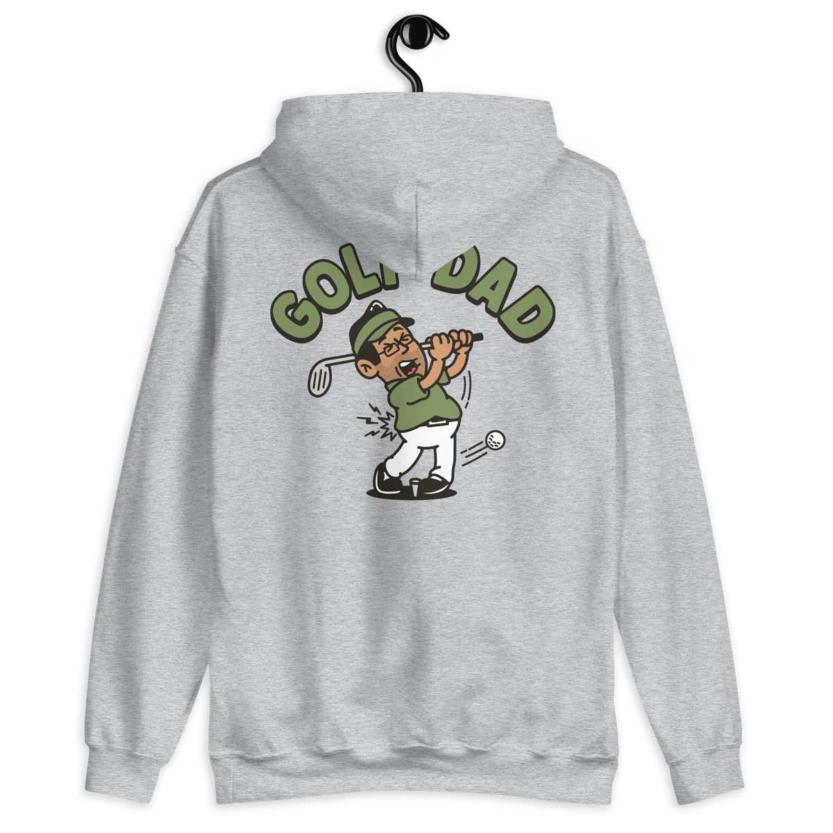 Golf Black Hair Tan Skin Tone Glasses Stubble Dad Hoodie