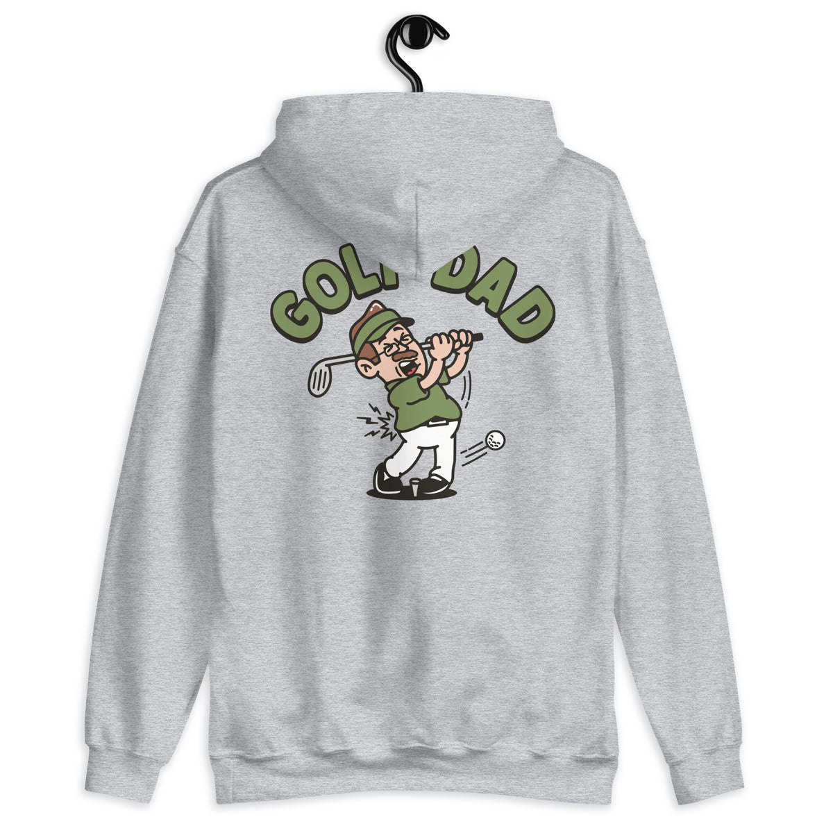 Golf Brown Hair Light Skin Tone Glasses Moustache Dad Hoodie