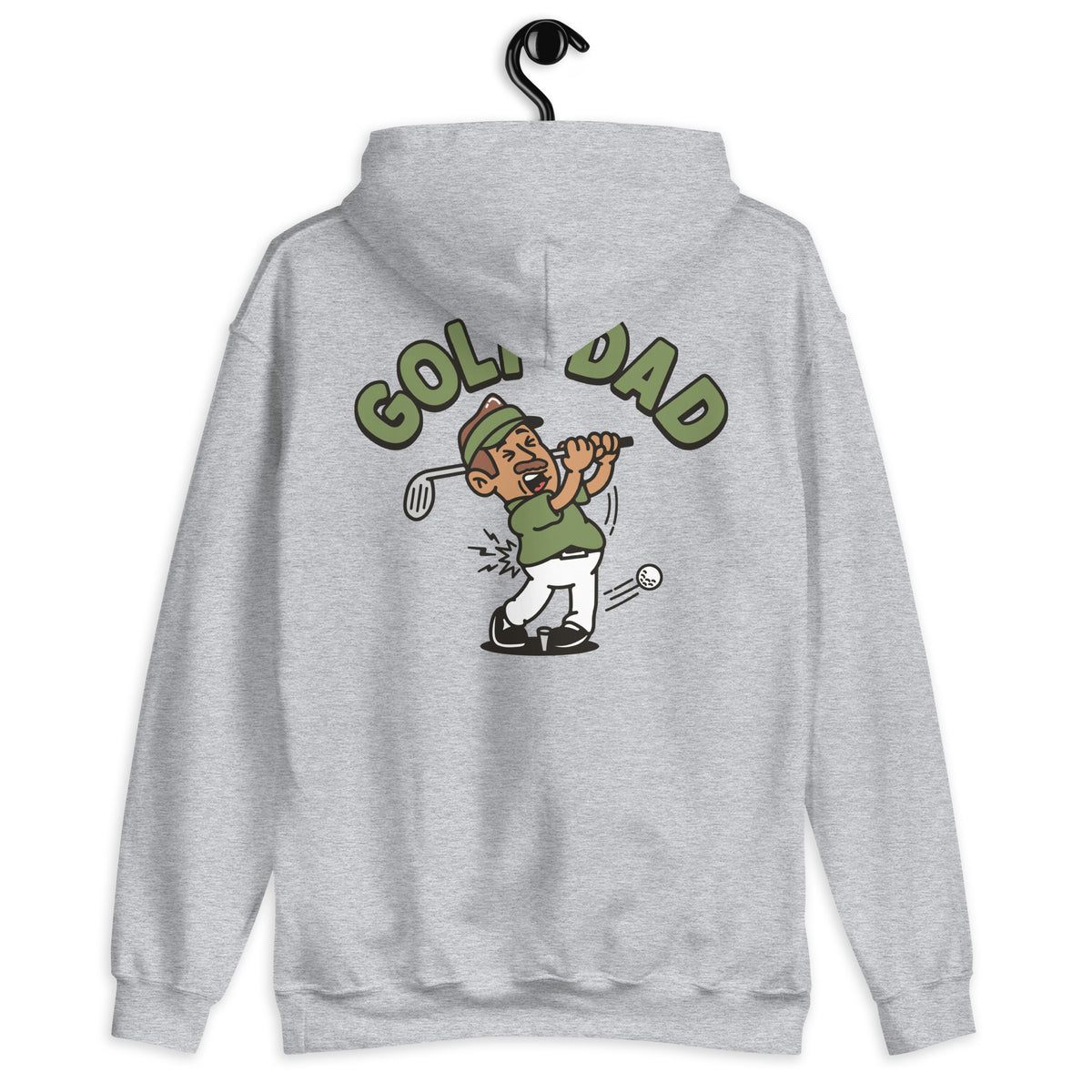 Golf Brown Hair Tan Skin Tone No-Glasses Moustache Dad Hoodie