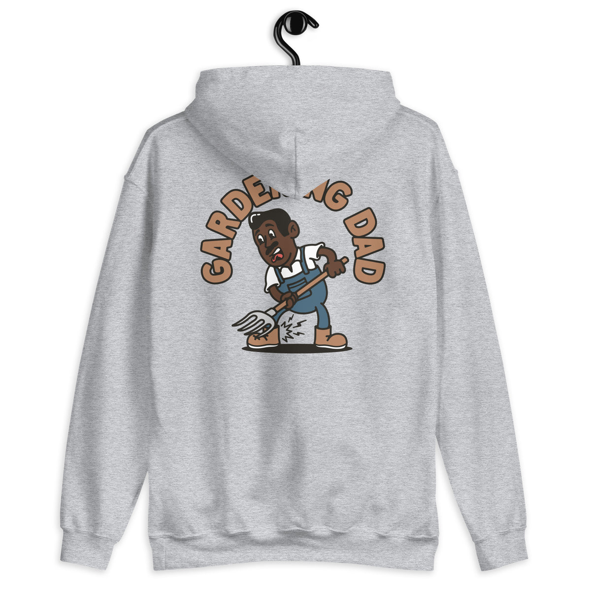 Gardening Black Hair Dark Skin Tone No-Glasses Medium Moustache Dad Hoodie