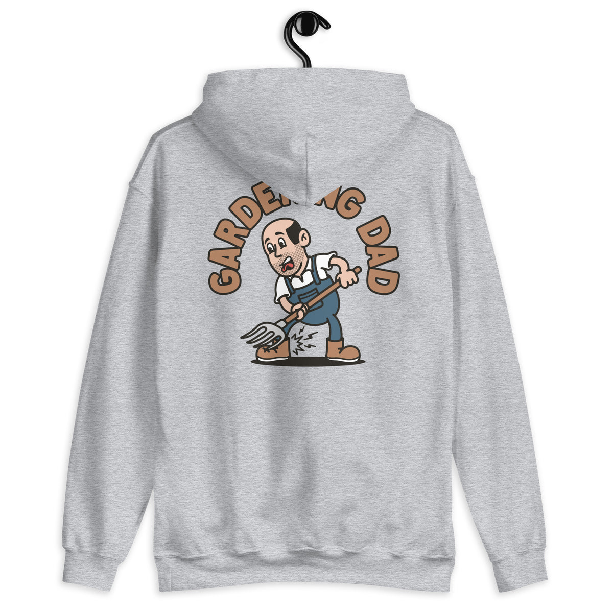 Gardening Black Hair Light Skin Tone No-Glasses Bald Stubble Dad Hoodie