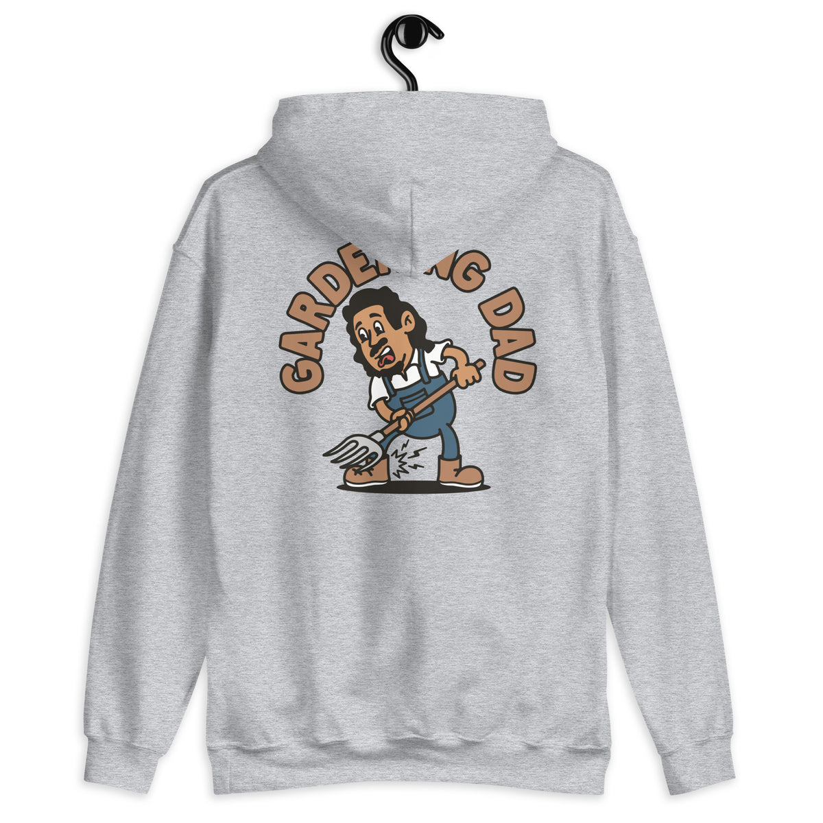 Gardening Black Hair Tan Skin Tone No-Glasses Long Moustache & Chin Beard Dad Hoodie