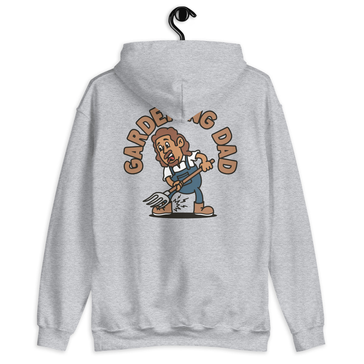 Gardening Brown Hair Tan Skin Tone No-Glasses Long Moustache & Chin Beard Dad Hoodie