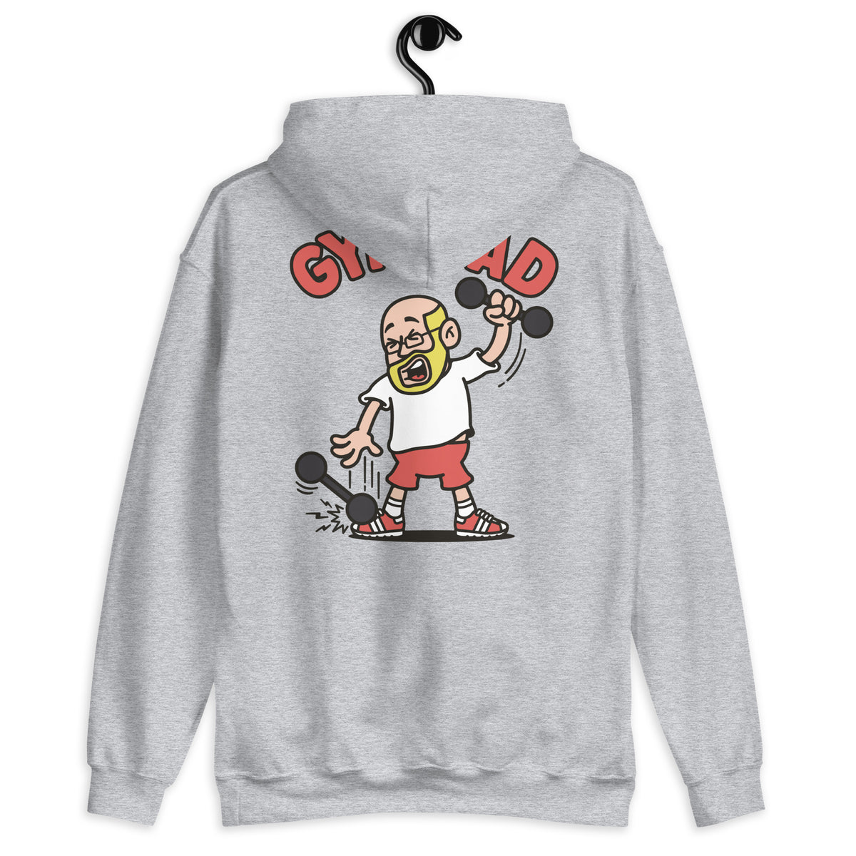 Gym Blond Hair Light Skin Tone Glasses Bald Beard Dad Hoodie