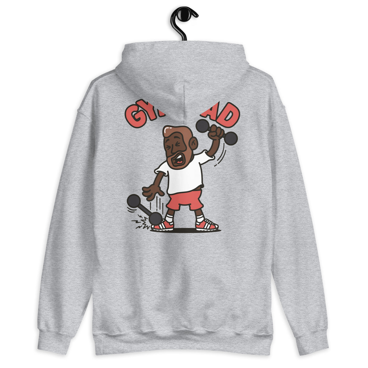 Gym Brown Hair Dark Skin Tone No-Glasses Medium Beard Dad Hoodie