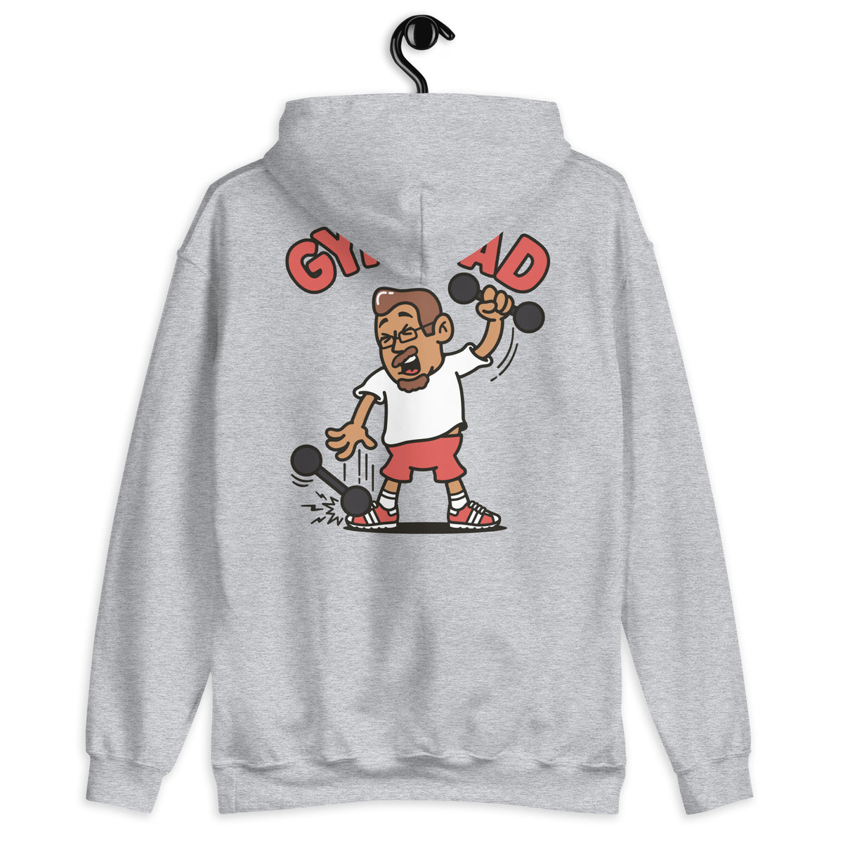 Gym Brown Hair Tan Skin Tone Glasses Medium Moustache & Chin Beard Dad Hoodie