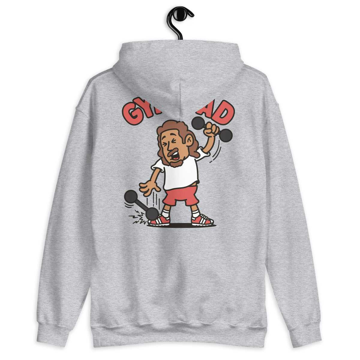 Gym Brown Hair Tan Skin Tone No-Glasses Long Moustache & Chin Beard Dad Hoodie