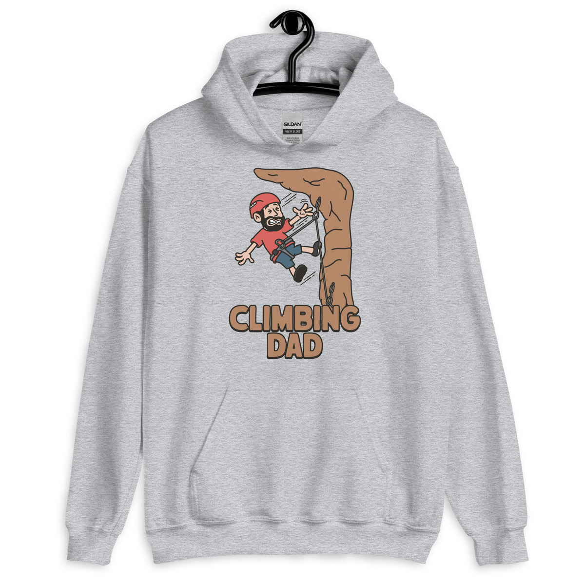 Climbing Black Hair Light Skin Tone No-Glasses Beard Dad Hoodie