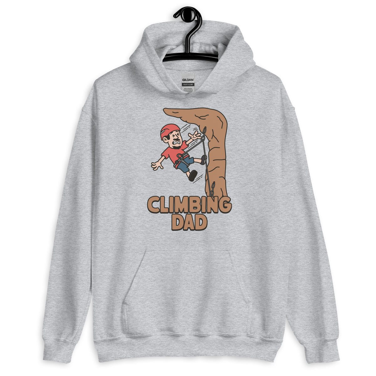 Climbing Black Hair Light Skin Tone No-Glasses Moustache & Chin Beard Dad Hoodie