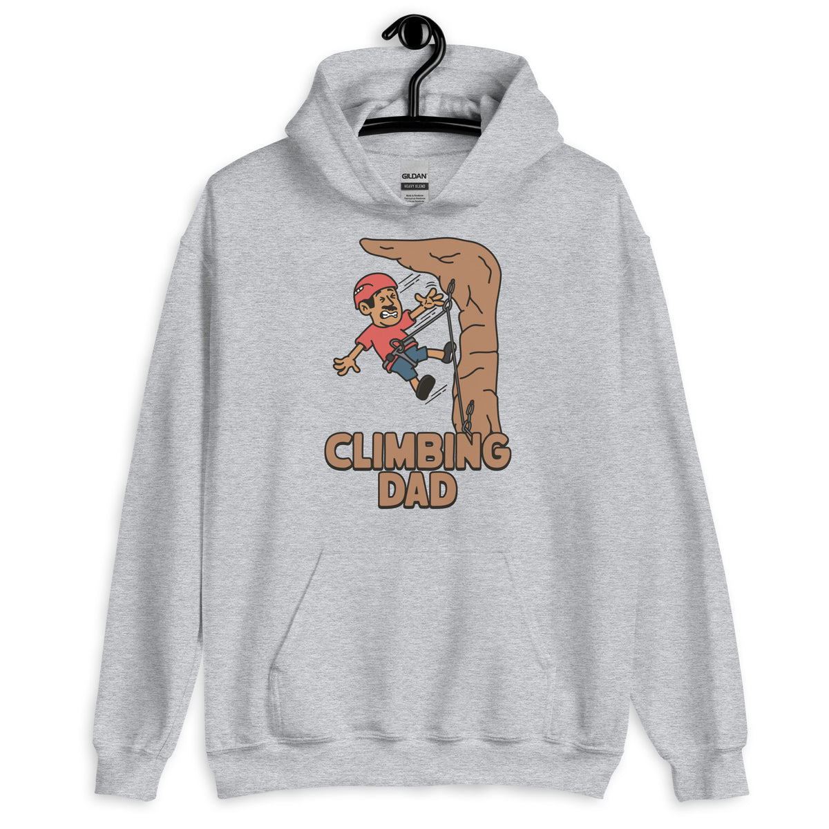 Climbing Black Hair Tan Skin Tone No-Glasses Moustache Dad Hoodie