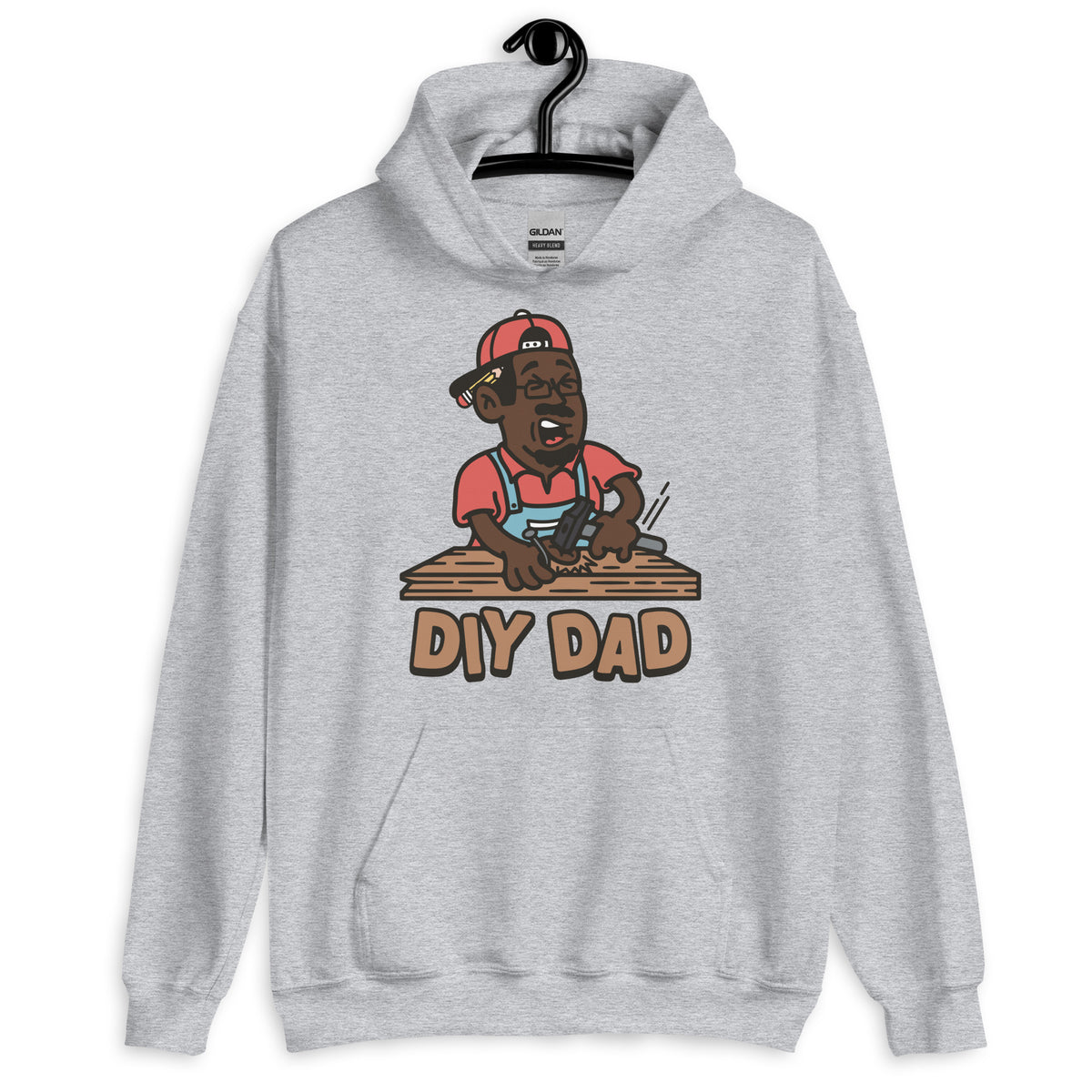 DIY Black Hair Dark Skin Tone Glasses Moustache & Chin Beard Dad Hoodie