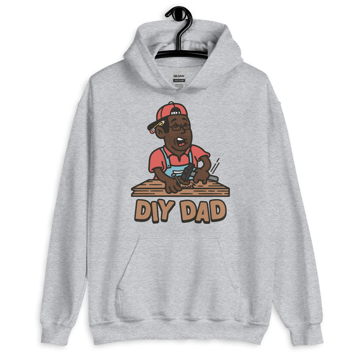 DIY Black Hair Dark Skin Tone Glasses Stubble Dad Hoodie