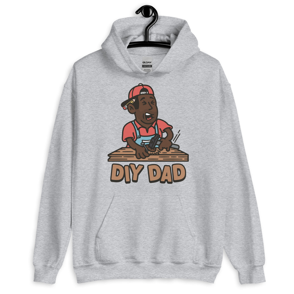 DIY Black Hair Dark Skin Tone No-Glasses Stubble Dad Hoodie