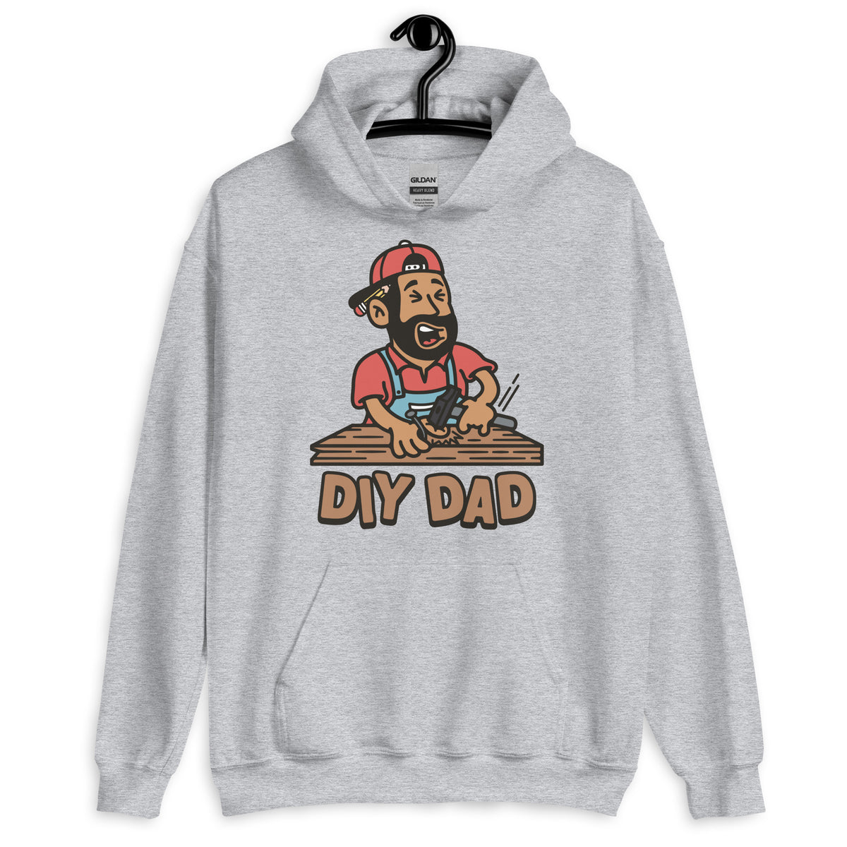 DIY Black Hair Tan Skin Tone No-Glasses Beard Dad Hoodie