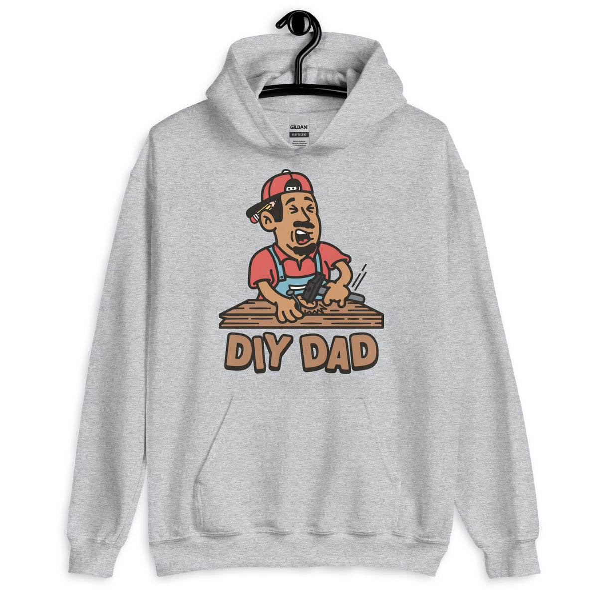 DIY Black Hair Tan Skin Tone No-Glasses Moustache & Chin Beard Dad Hoodie