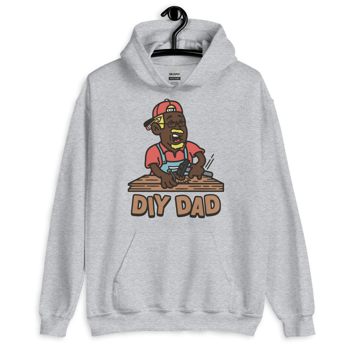 DIY Blond Hair Dark Skin Tone Glasses Moustache & Chin Beard Dad Hoodie