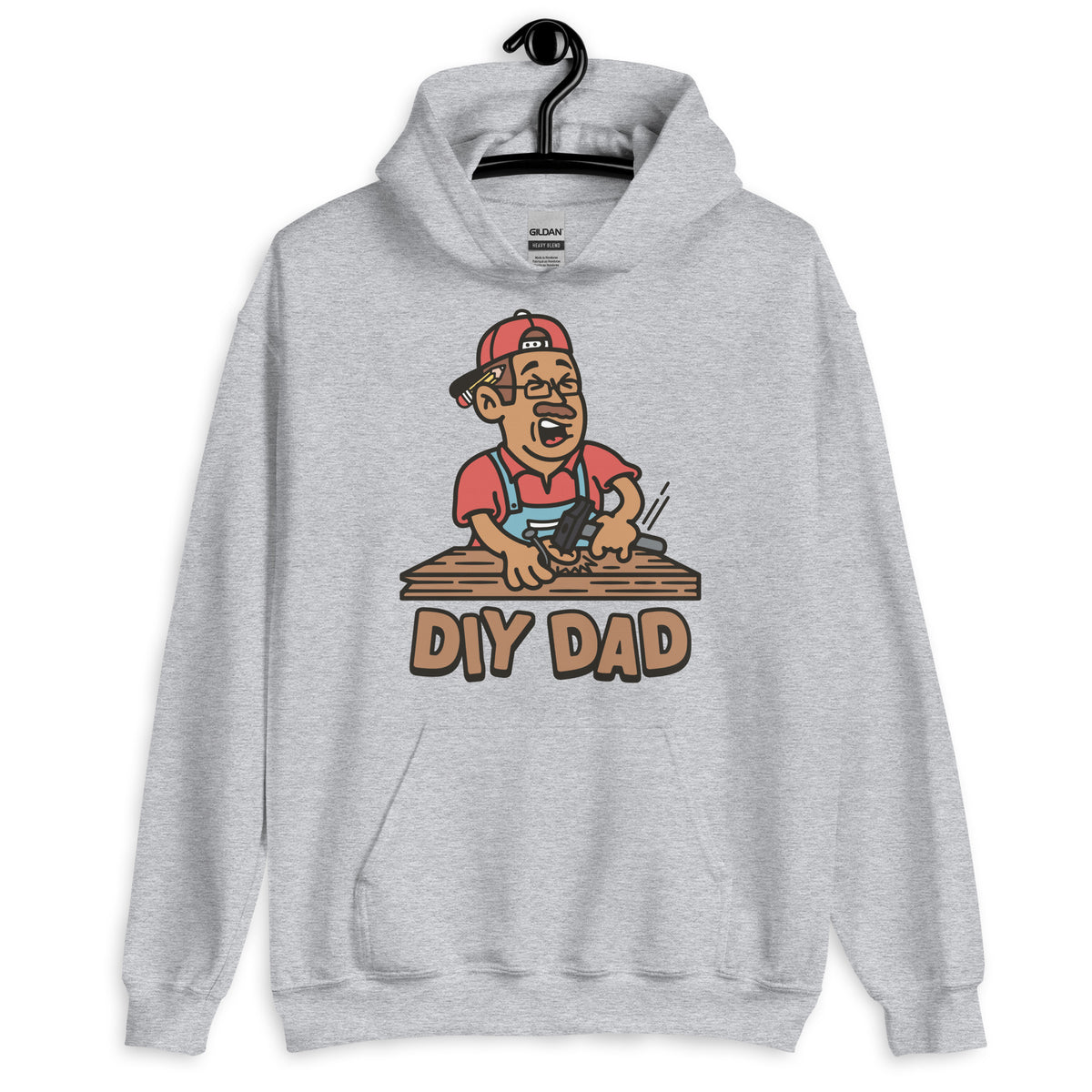 DIY Brown Hair Tan Skin Tone Glasses Moustache Dad Hoodie