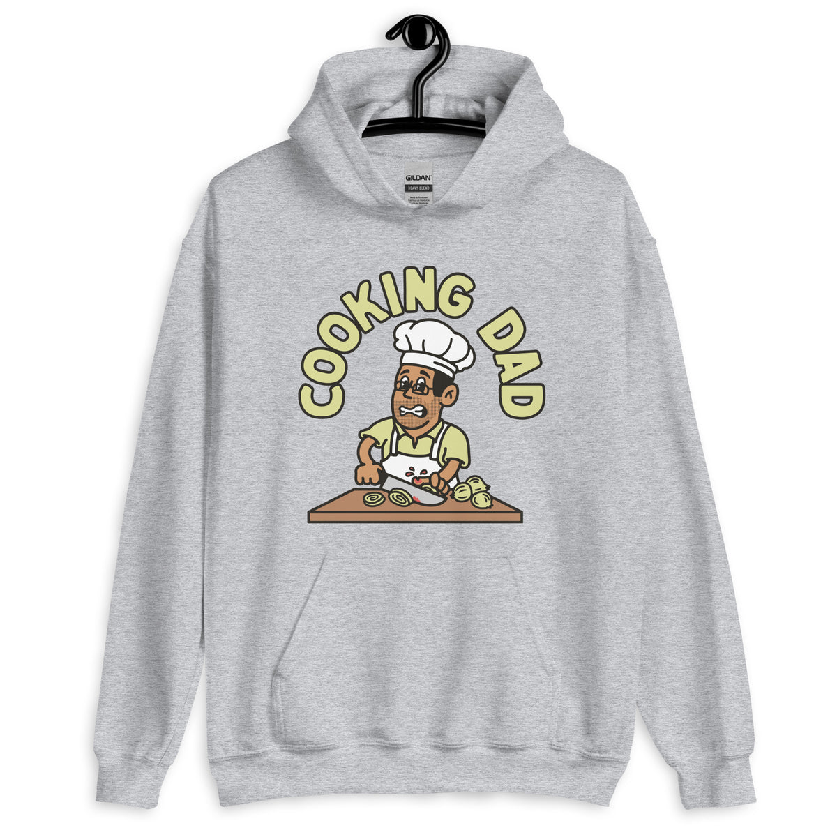 Cooking Black Hair Tan Skin Tone Glasses Stubble Dad Hoodie