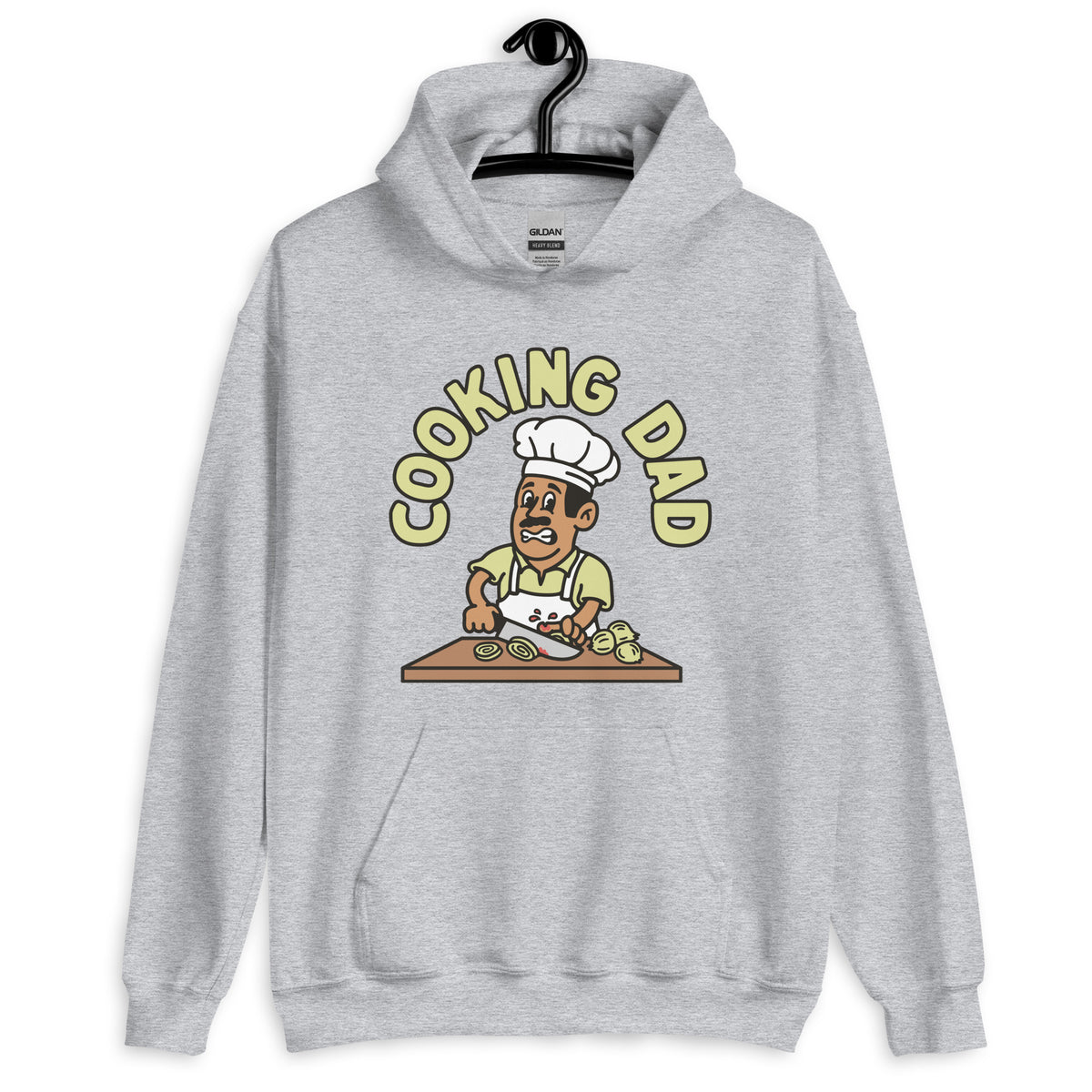 Cooking Black Hair Tan Skin Tone No-Glasses Moustache Dad Hoodie