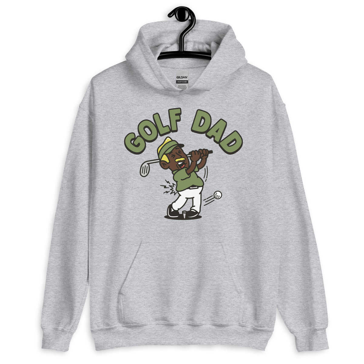 Golf Blond Hair Dark Skin Tone No-Glasses Moustache Dad Hoodie