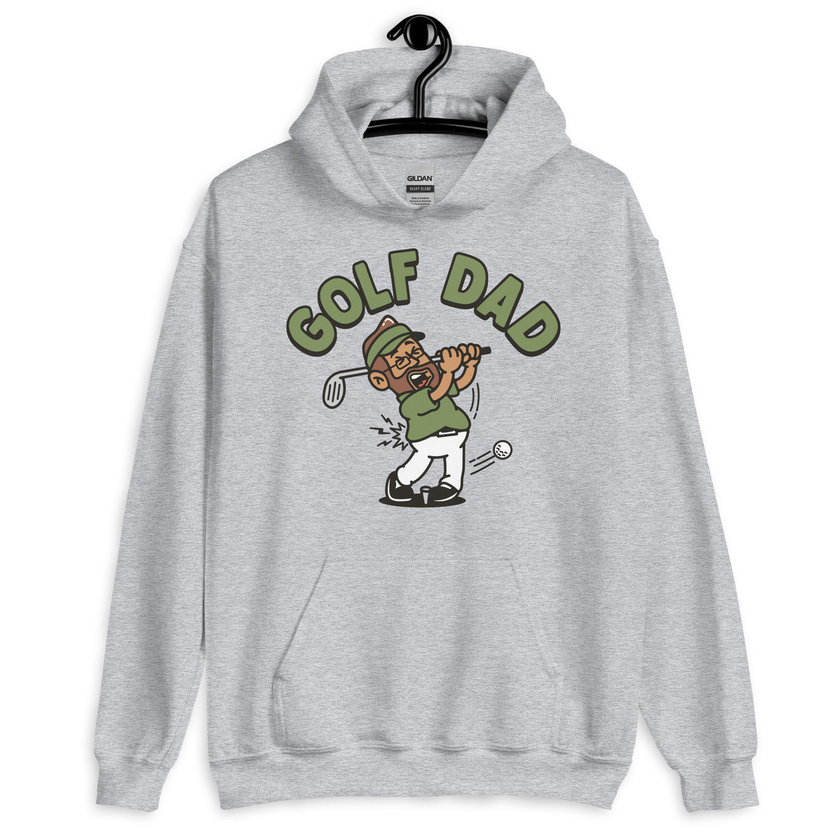 Golf Brown Hair Tan Skin Tone Glasses Beard Dad Hoodie