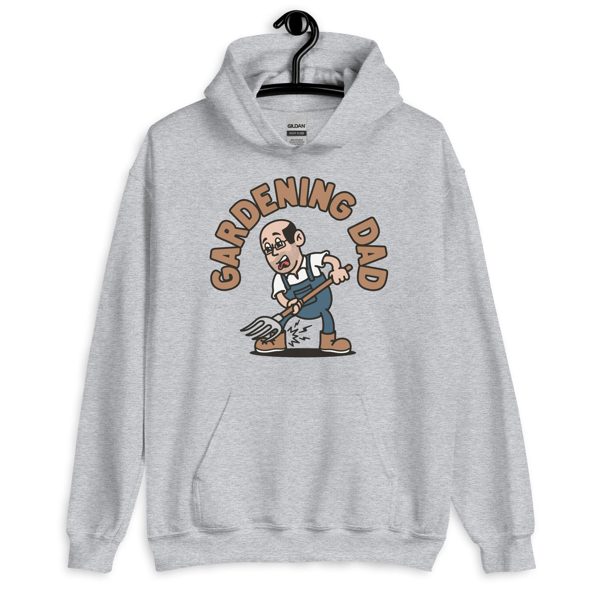 Gardening Black Hair Light Skin Tone Glasses Bald Stubble Dad Hoodie