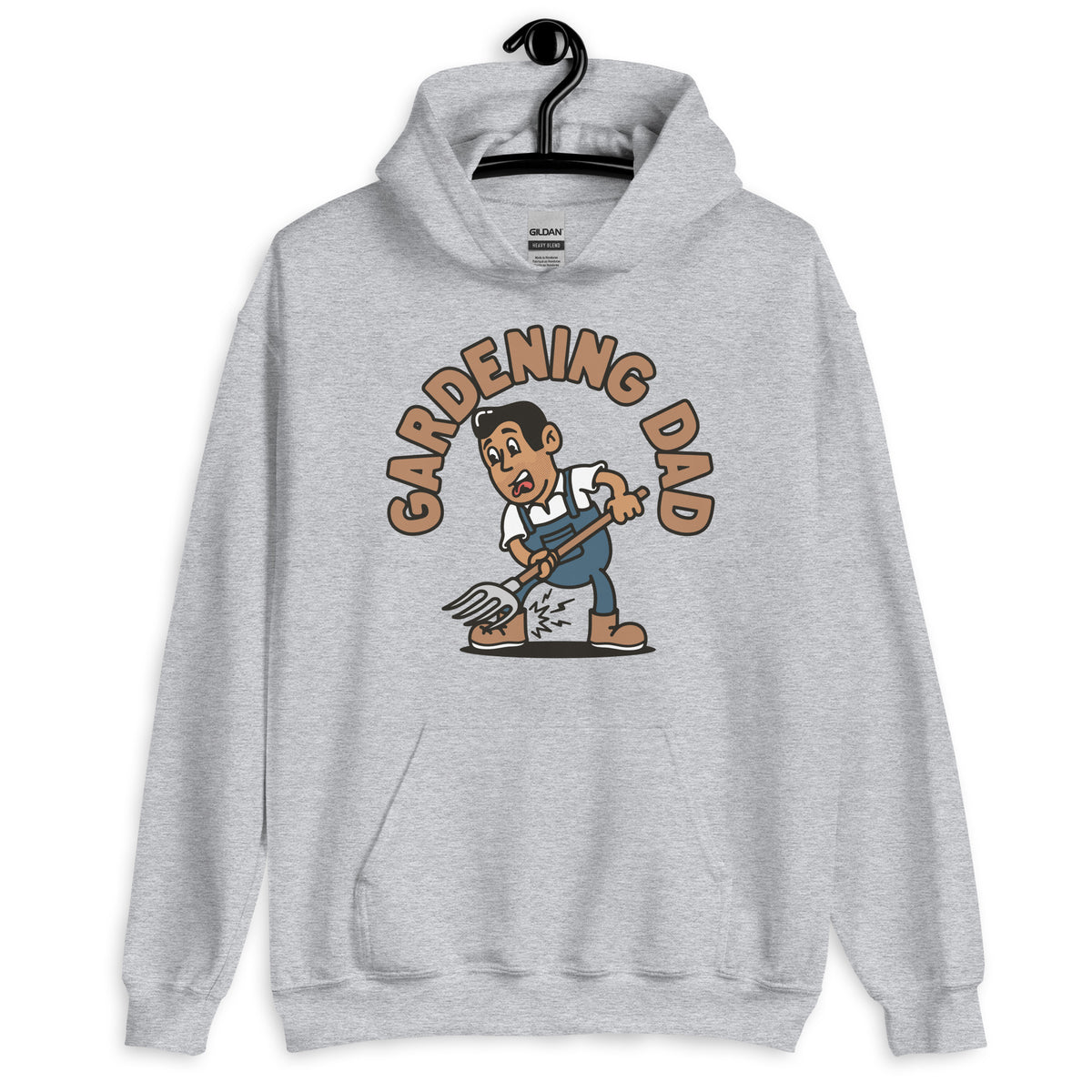Gardening Black Hair Tan Skin Tone No-Glasses Medium Stubble Dad Hoodie