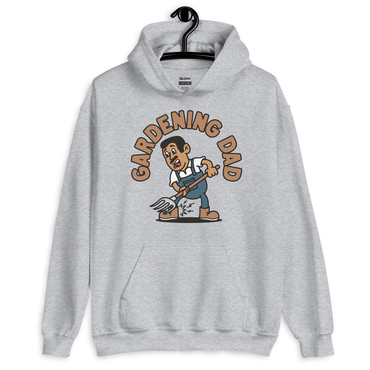 Gardening Black Hair Tan Skin Tone No-Glasses Short Moustache Dad Hoodie