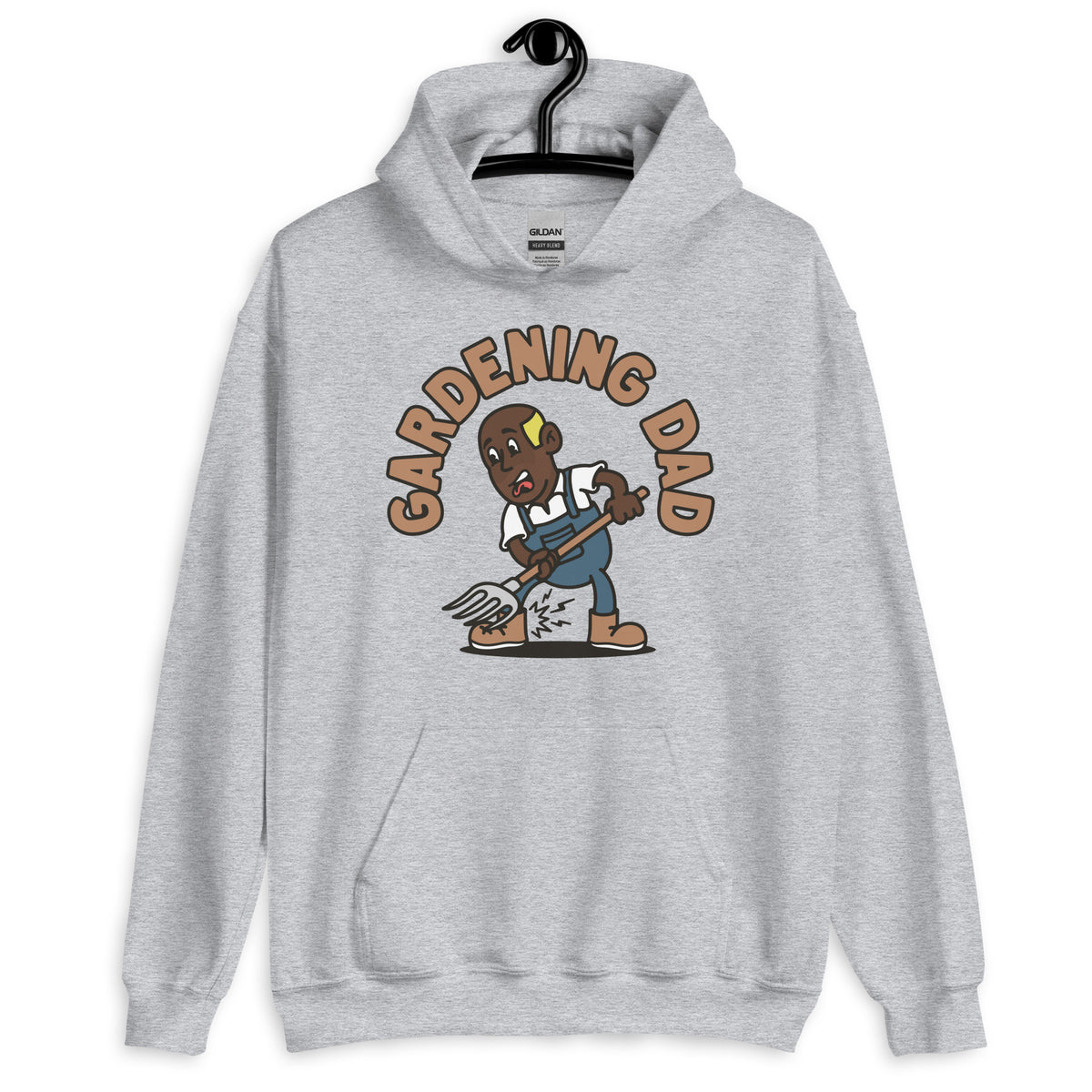 Gardening Blond Hair Dark Skin Tone No-Glasses Bald Stubble Dad Hoodie