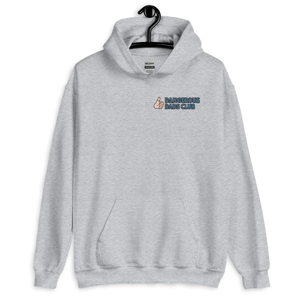 Dangerous Dads Club Hoodie - blue logo with light thumb