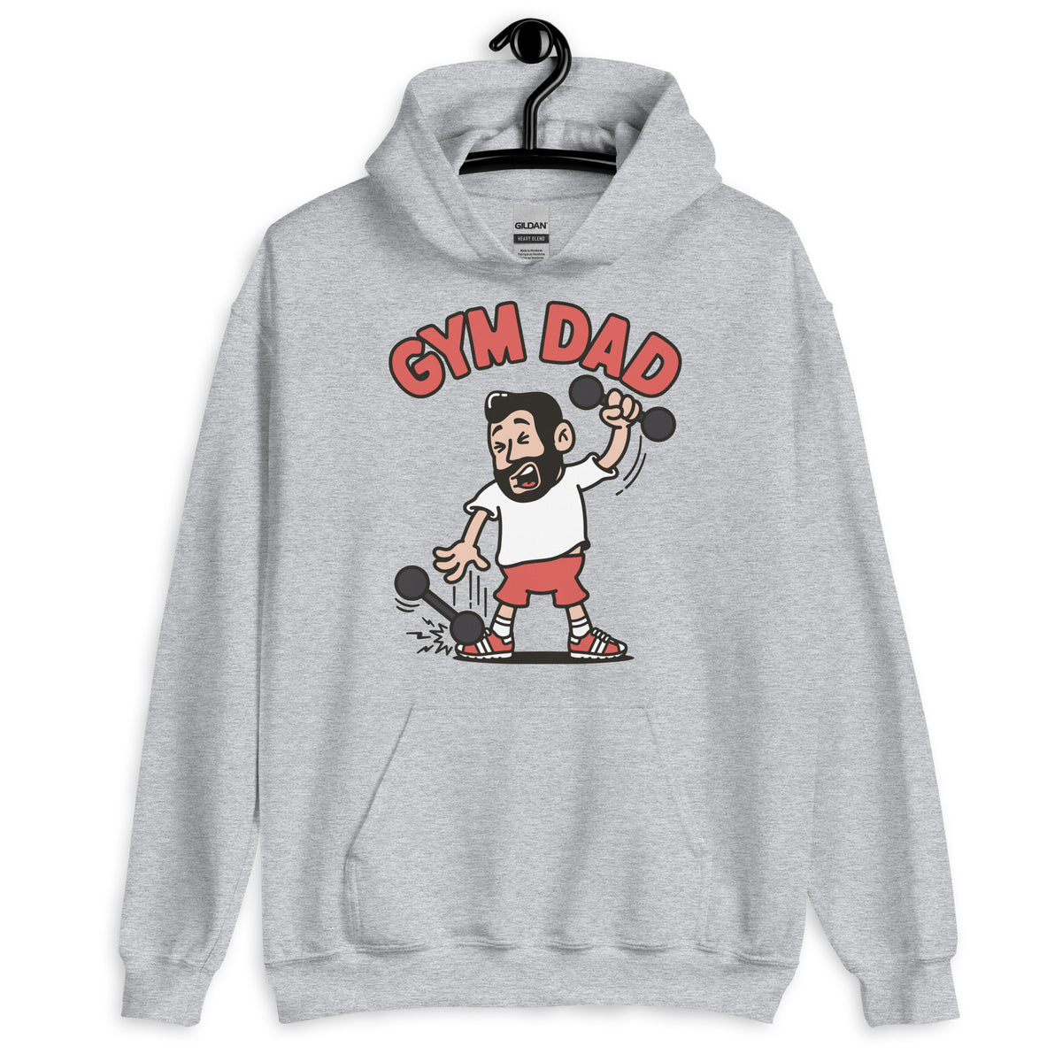 Gym Black Hair Light Skin Tone No-Glasses Medium Beard Dad Hoodie