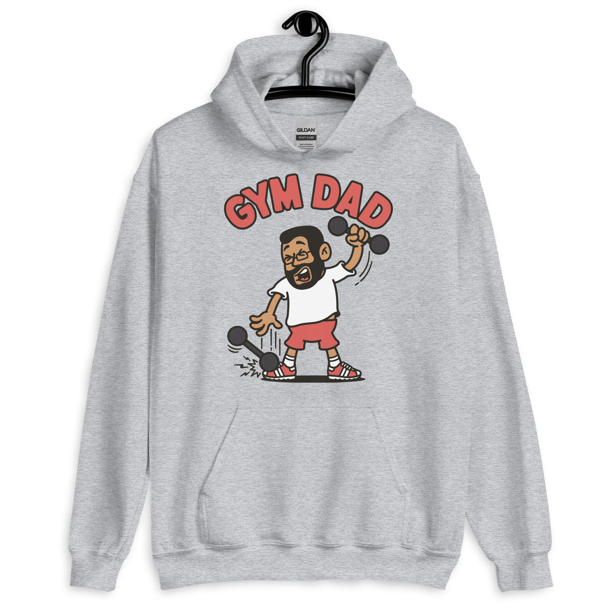 Gym Black Hair Tan Skin Tone Glasses Short Beard Dad Hoodie