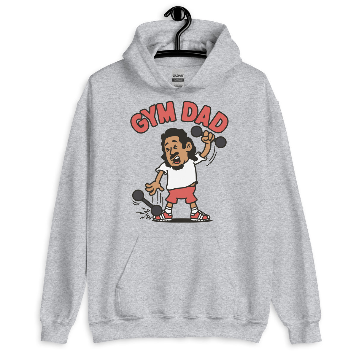 Gym Black Hair Tan Skin Tone No-Glasses Long Moustache & Chin Beard Dad Hoodie