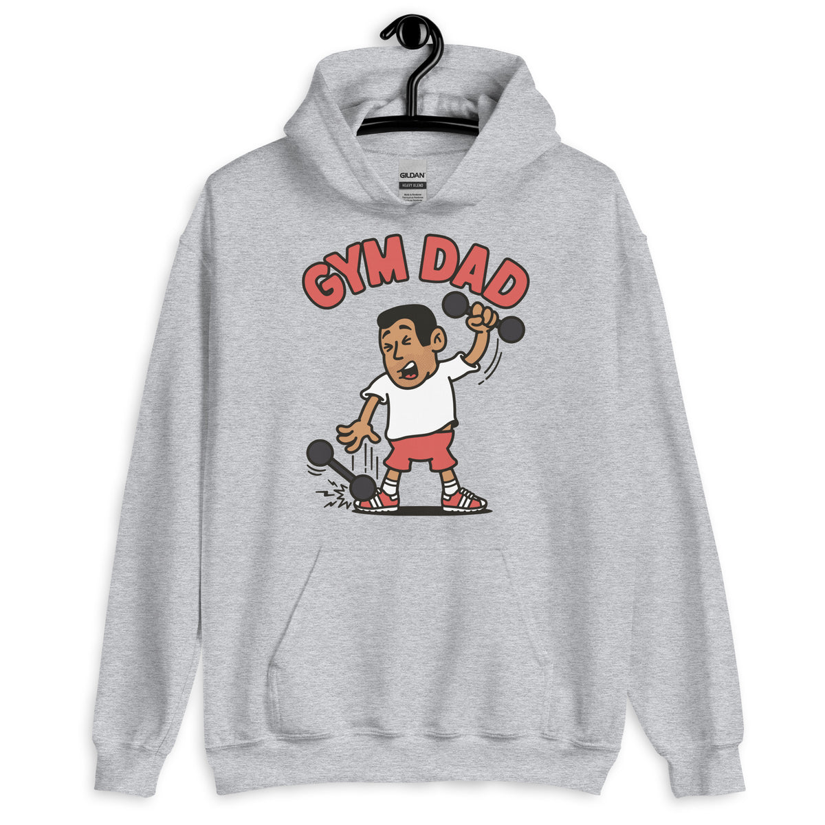 Gym Black Hair Tan Skin Tone No-Glasses Short Stubble Dad Hoodie