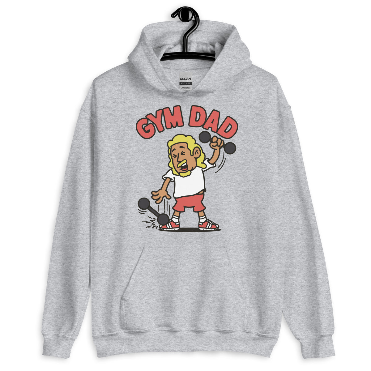 Gym Blond Hair Tan Skin Tone No-Glasses Long Moustache & Chin Beard Dad Hoodie
