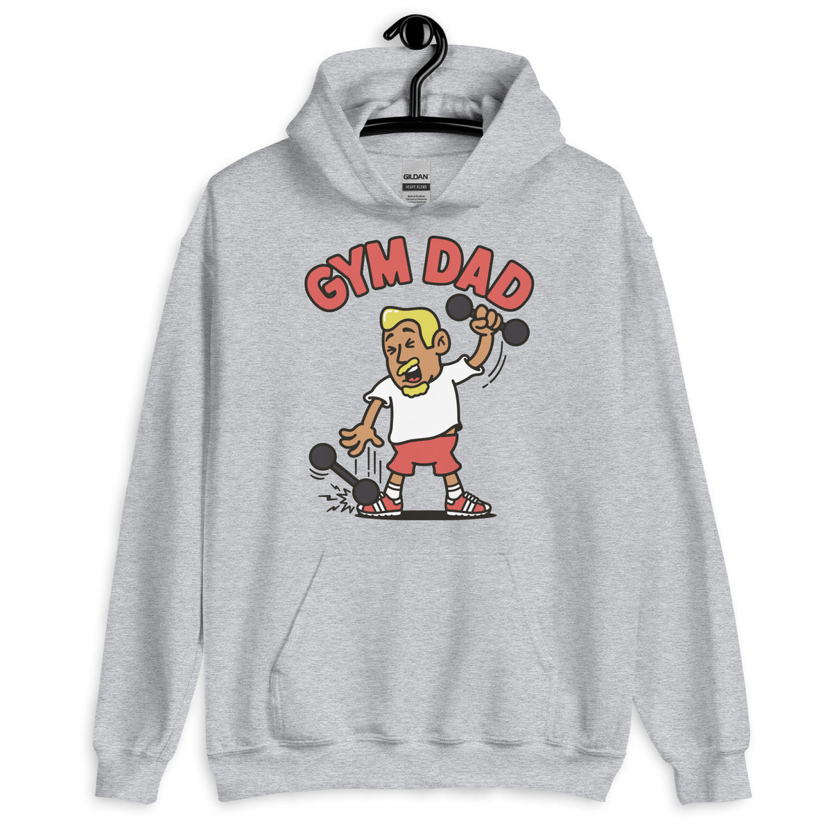 Gym Blond Hair Tan Skin Tone No-Glasses Medium Moustache & Chin Beard Dad Hoodie