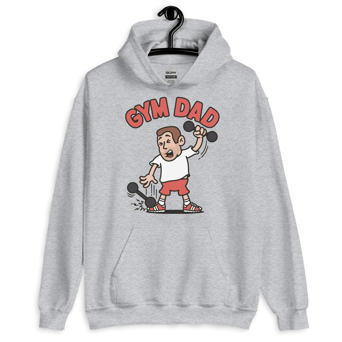 Gym Brown Hair Light Skin Tone No-Glasses Short Stubble Dad Hoodie
