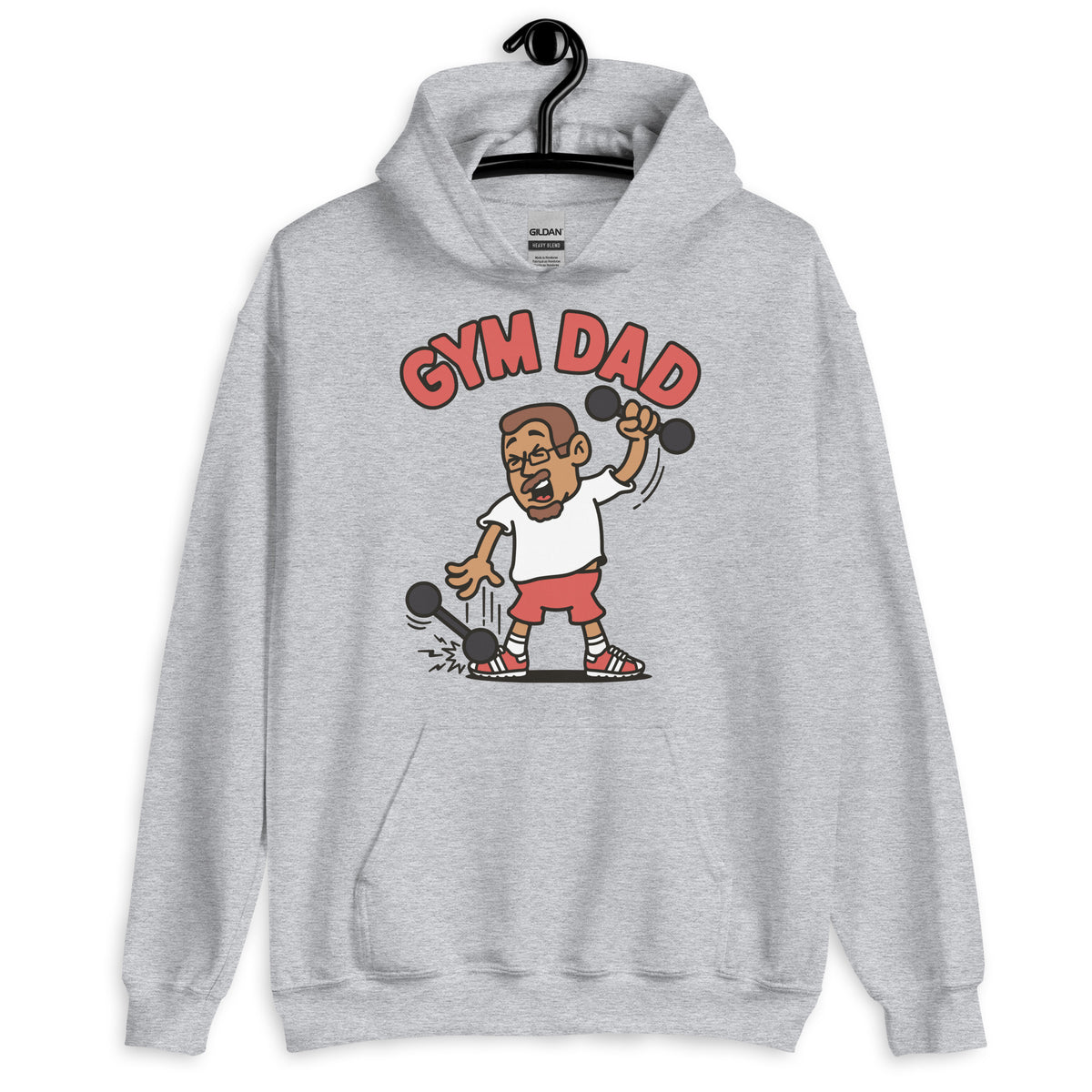 Gym Brown Hair Tan Skin Tone Glasses Short Moustache & Chin Beard Dad Hoodie