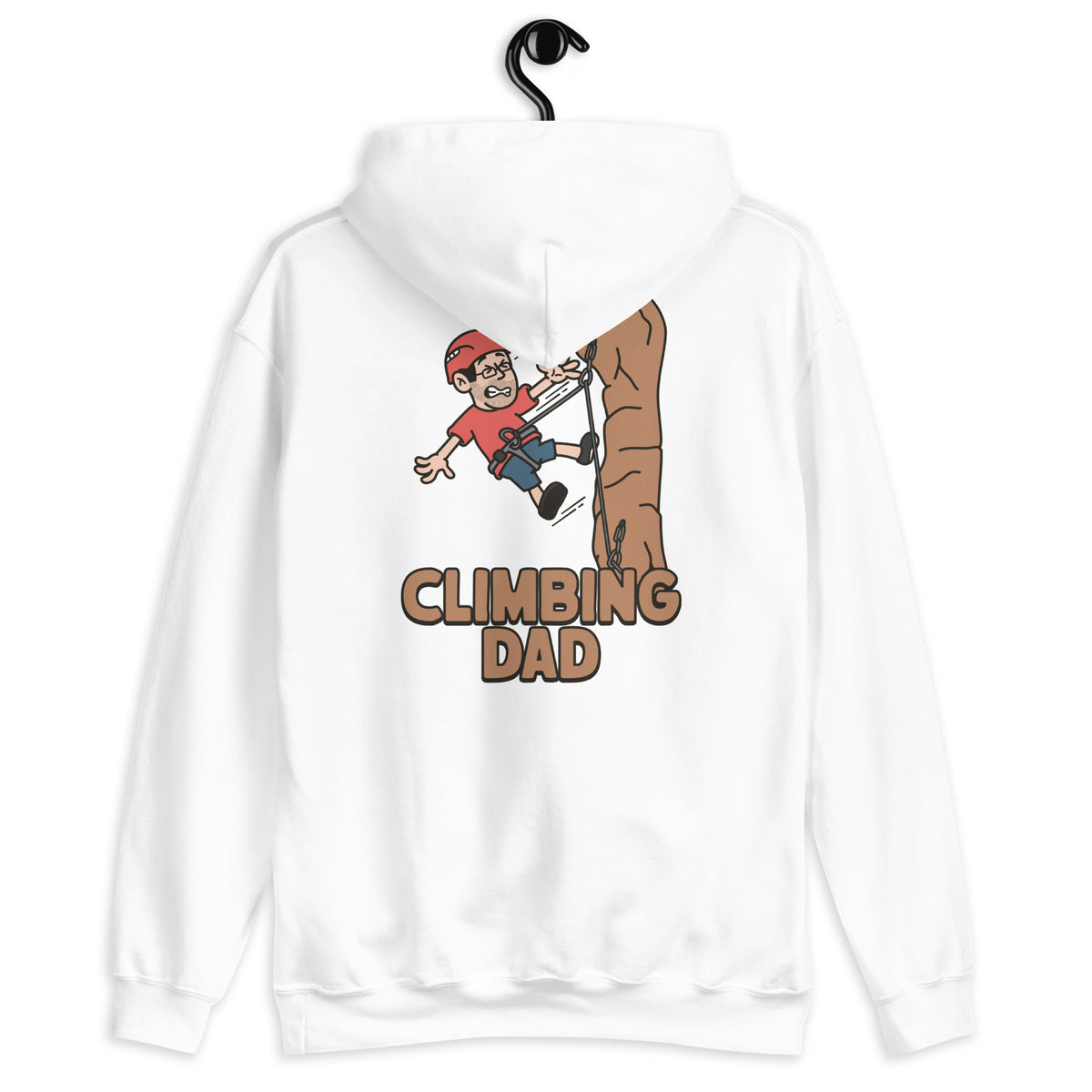 Climbing Black Hair Light Skin Tone Glasses Stubble Dad Hoodie