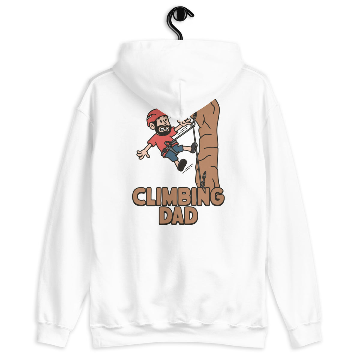 Climbing Black Hair Light Skin Tone No-Glasses Beard Dad Hoodie