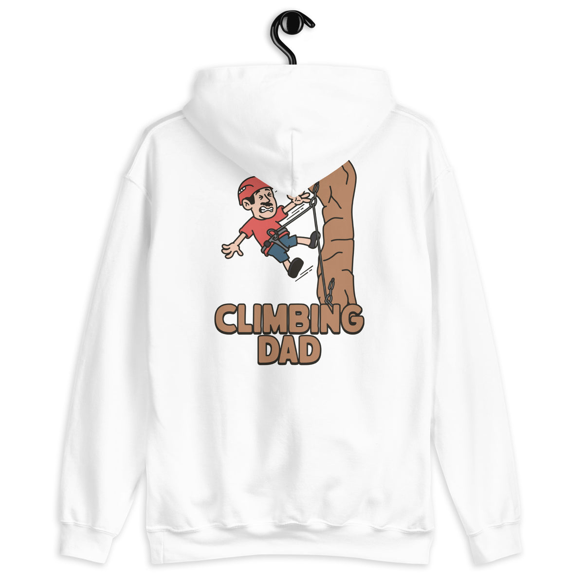 Climbing Black Hair Light Skin Tone No-Glasses Moustache Dad Hoodie