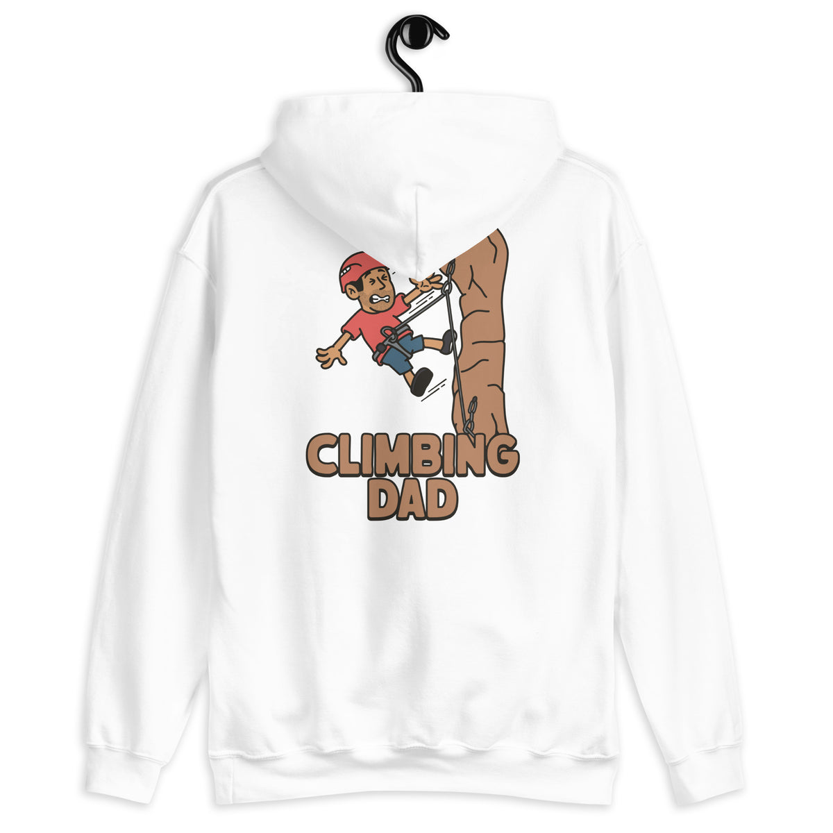 Climbing Black Hair Tan Skin Tone No-Glasses Stubble Dad Hoodie