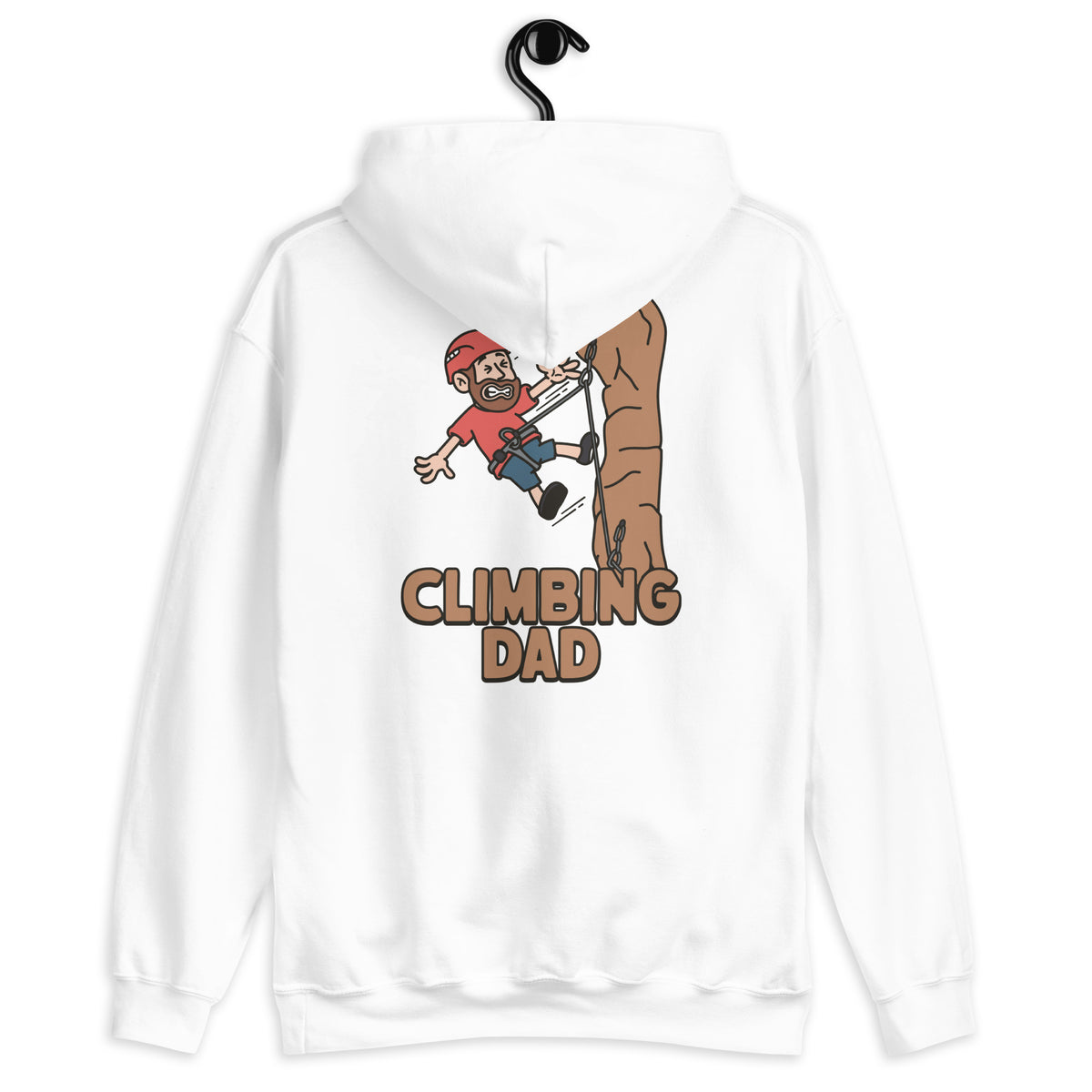 Climbing Brown Hair Light Skin Tone No-Glasses Beard Dad Hoodie